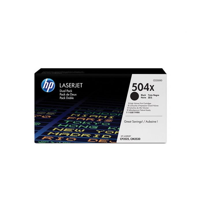  HP CE250XD 504X Tóner Negro Doble Pack Nuevo & Precintado para LaserJet CP3525 CM3530, 123575, by HP